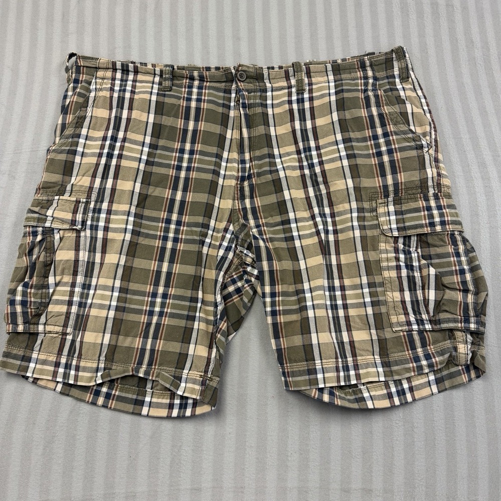 Foundry Brown Plaid Cargo Shorts,Mens Size 48